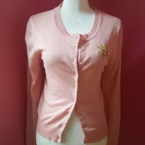 Eyeshadow Peach Lace Back Cardigan